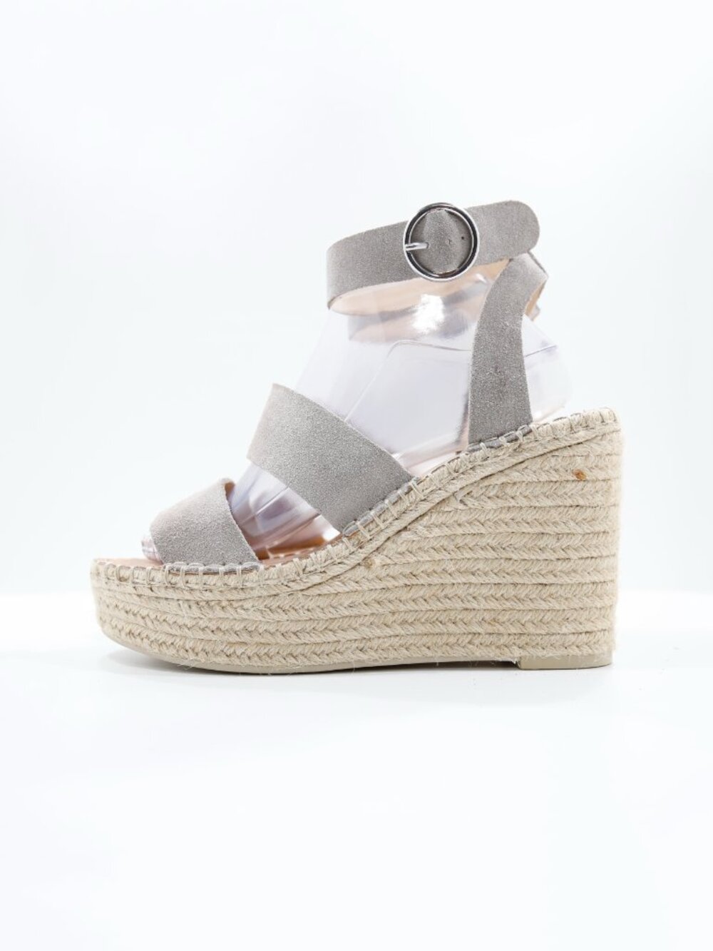 Dolce Vita Shae Gray Leather Chunky 4.5" Wedge Heel Espadrilles - 9
